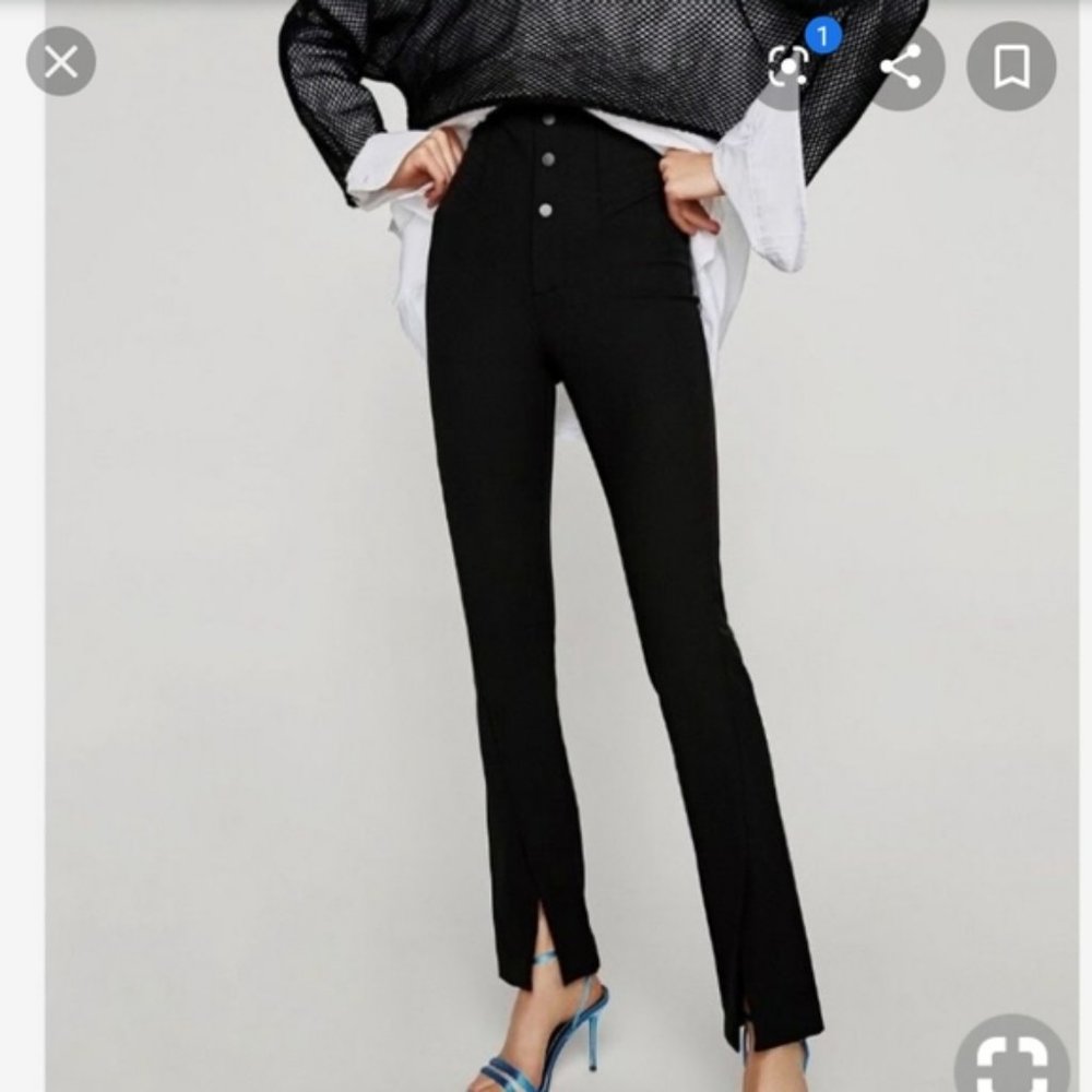 Zara high waist slim fit open front vent pant - Small